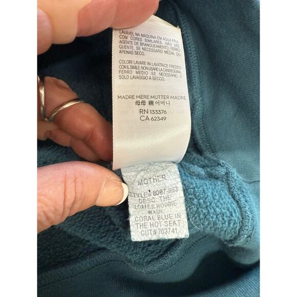 "MOTHER" Blue/Green Hoodie SZ L Kangaroo Pocket Plz Read Description Final Sale! - Picture 9 of 12